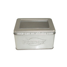 Rectangular tin box with clear PVC window/Tin can with PVC window